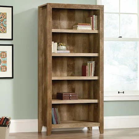 Rustic Finish 5-Shelf Bookcase